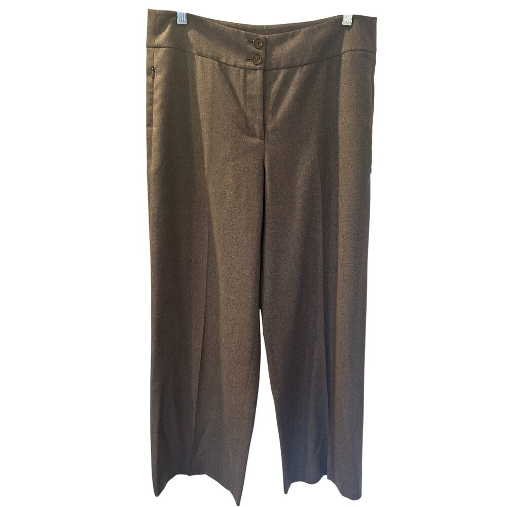 AKRIS Punto Women's Wool Pants Taupe Grey sz 8 Old Money Office Straight Leg